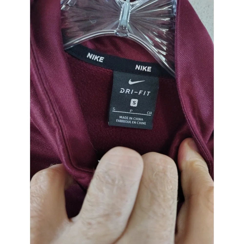 Nike Dri-FIT Quarter Zip Pullover Mens Small Burgundy Maroon Training Top
